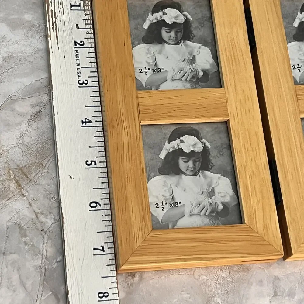 Three Panel Screen Wood Collage Photo Picture Frame Multi Picture 2x2.5